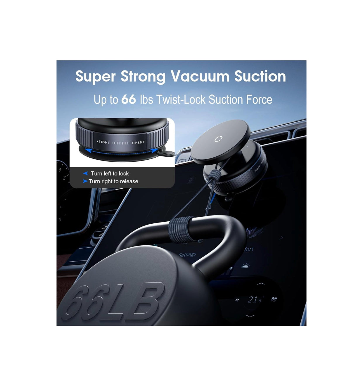 MagnaGrip 360: Strong Vacuum Suction and Magnetic Phone Holder with Flexible Extension TECHNOLOGIA