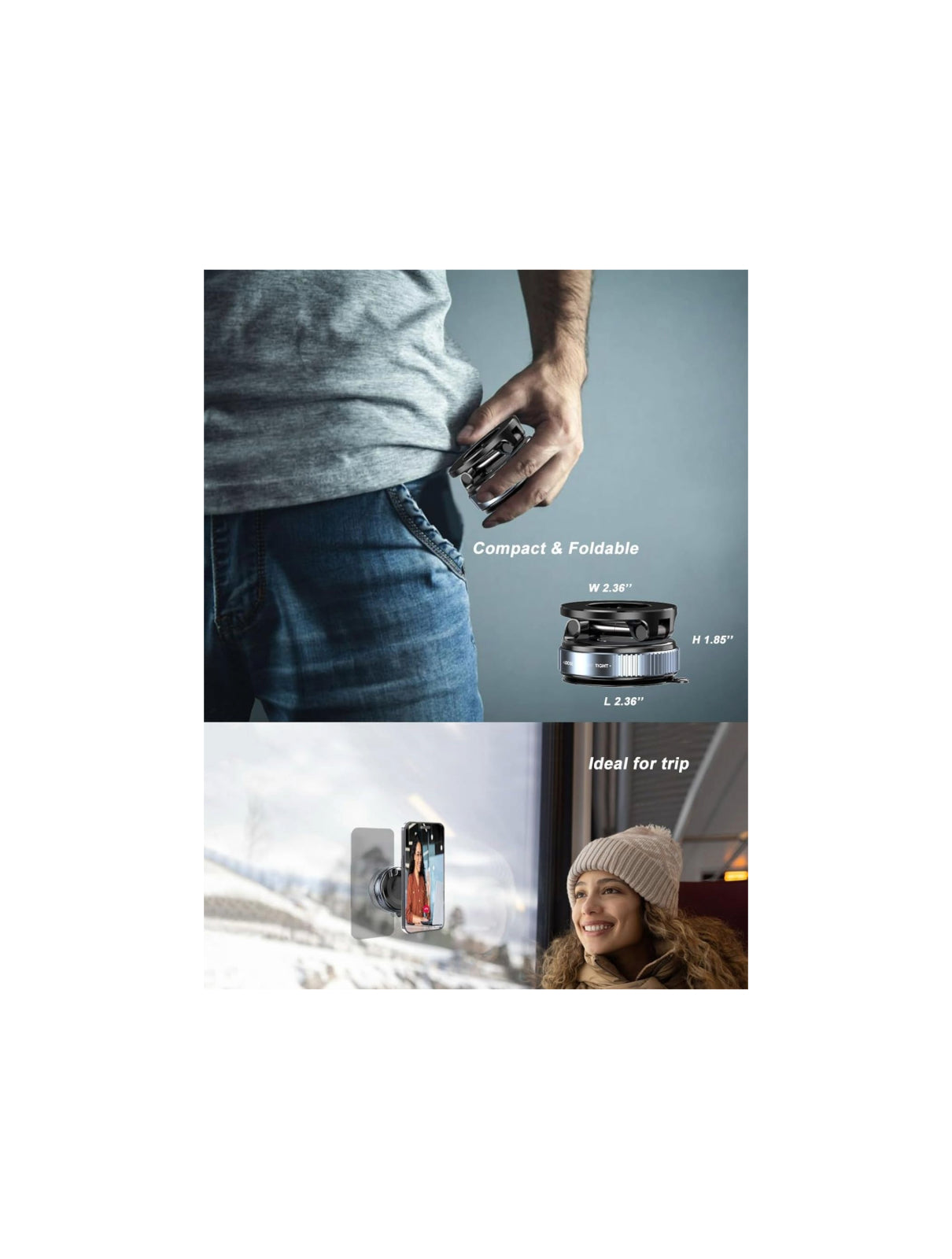 MagnaGrip 360: Strong Vacuum Suction and Magnetic Phone Holder with Flexible Extension TECHNOLOGIA